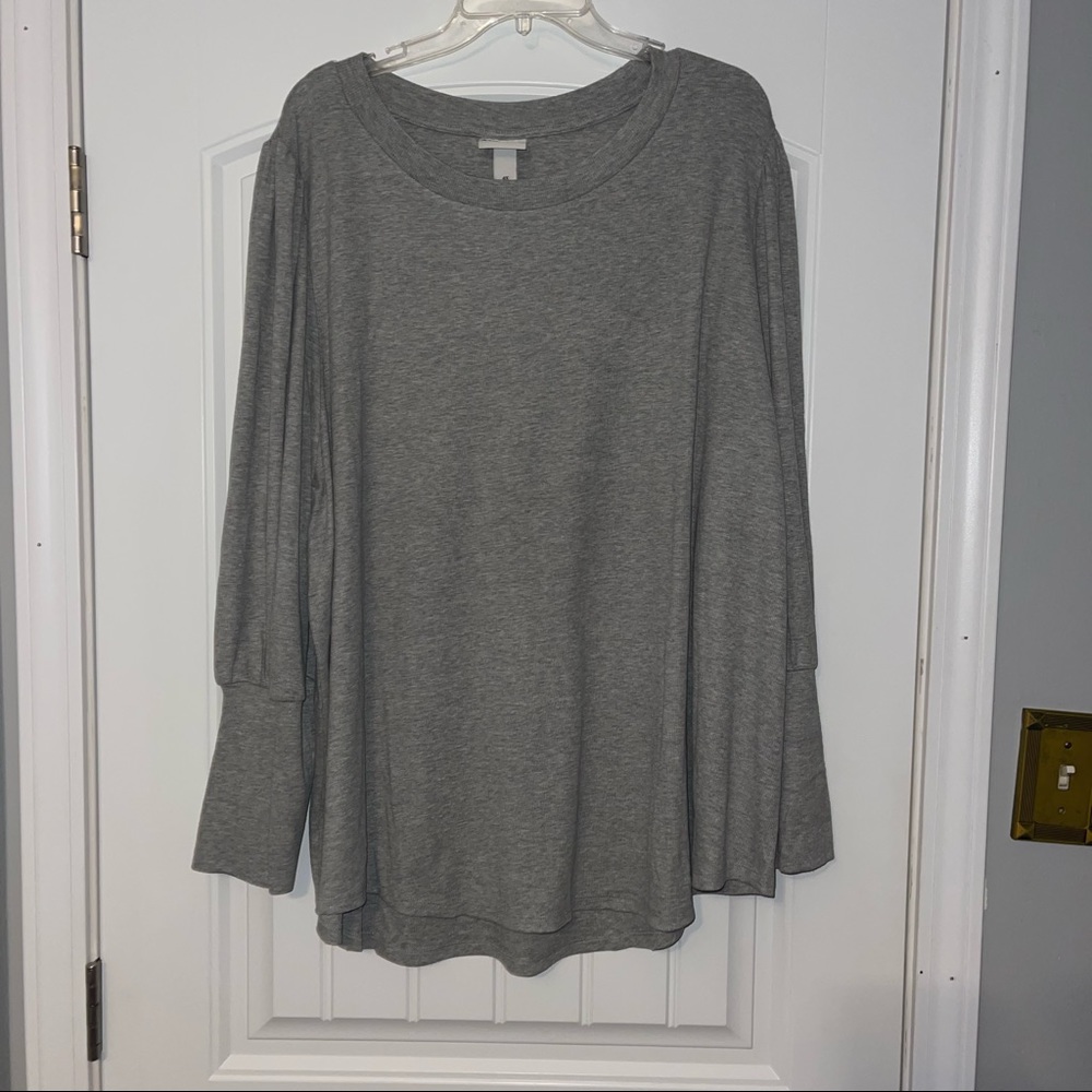 Plus size long sleeve grey blouse